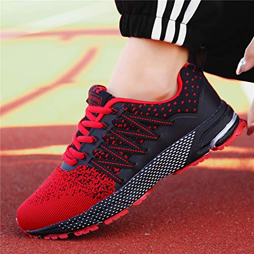 SOLLOMENSI Zapatillas de Hombres Deporte Running Zapatos para Correr Gimnasio Sneakers Deportivas Padel Transpirables Casual Montaña 44 EU A Rojo