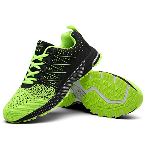 SOLLOMENSI Zapatillas Hombres Deporte Running Zapatos para Correr Gimnasio Sneakers Deportivas Padel Transpirables Casual Montaña 42 EU A Verde