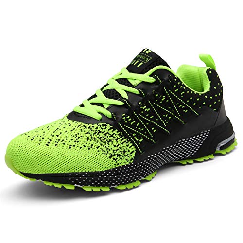 SOLLOMENSI Zapatillas Hombres Deporte Running Zapatos para Correr Gimnasio Sneakers Deportivas Padel Transpirables Casual Montaña 42 EU A Verde