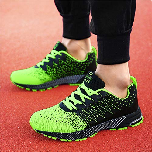 SOLLOMENSI Zapatillas Hombres Deporte Running Zapatos para Correr Gimnasio Sneakers Deportivas Padel Transpirables Casual Montaña 42 EU A Verde