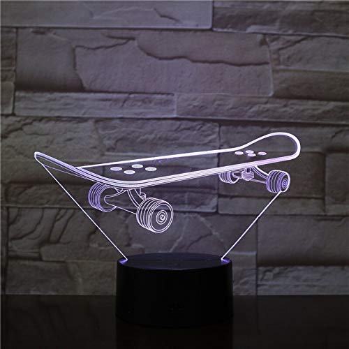 Solo 1 artículo 3D Skateboarding 3D LED Lámpara de noche Dormitorio romántico Lámpara de mesa Regalos de San Valentín para amantes Parejas Niños Luz para dormir