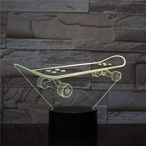 Solo 1 artículo 3D Skateboarding 3D LED Lámpara de noche Dormitorio romántico Lámpara de mesa Regalos de San Valentín para amantes Parejas Niños Luz para dormir