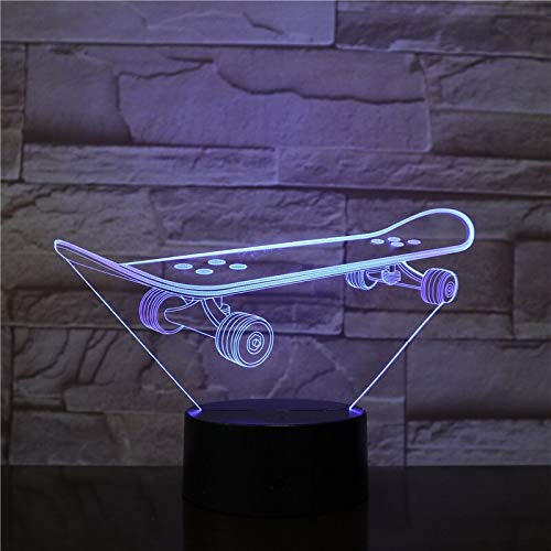 Solo 1 artículo 3D Skateboarding 3D LED Lámpara de noche Dormitorio romántico Lámpara de mesa Regalos de San Valentín para amantes Parejas Niños Luz para dormir