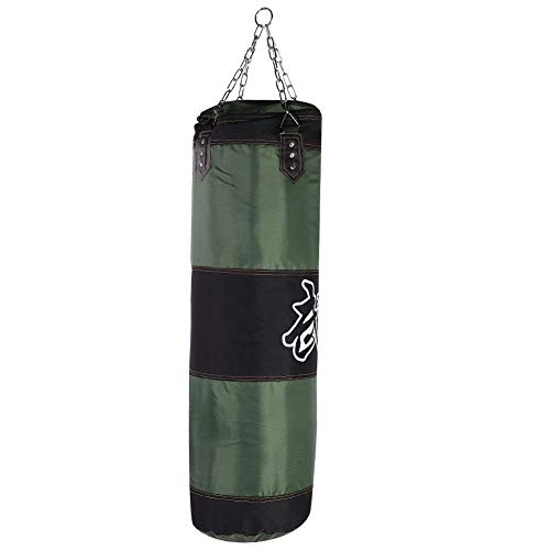 Solomi Saco de Arena de Boxeo, Hanging Canvas Hollow Kickboxing Fight Karate Punch Bag con Hebilla de Seguridad de Gancho de Cadena de Hierro(1 m-Verde)