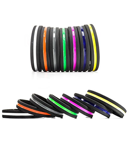 Solza Paquete de 7 Pulseras de Silicona Unisex Fitness, Gimnasio, Crossfit, Fútbol, Baloncesto, Y Otras Actividades Deportivas |Pulsera Delgada |Hipoalergénica,Libre de Látex y