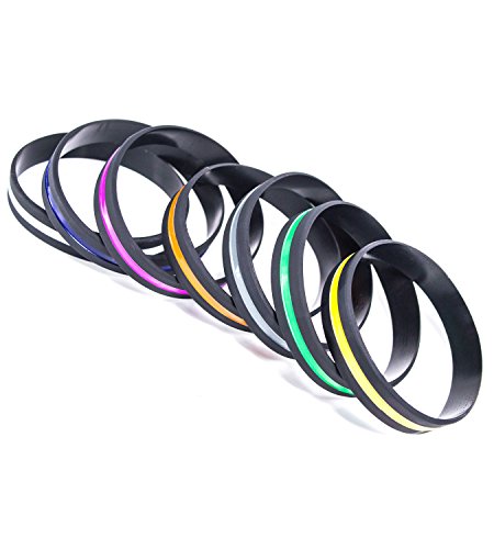 Solza Paquete de 7 Pulseras de Silicona Unisex Fitness, Gimnasio, Crossfit, Fútbol, Baloncesto, Y Otras Actividades Deportivas |Pulsera Delgada |Hipoalergénica,Libre de Látex y