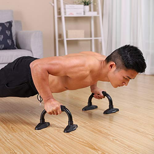 SONGMICS 1 Par de Manija Push up de Acero, Soporte para Entrenamiento, con Empuñadura de Espuma, Negro SPU26BK