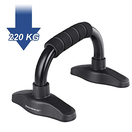 SONGMICS 1 Par de Manija Push up de Acero, Soporte para Entrenamiento, con Empuñadura de Espuma, Negro SPU26BK