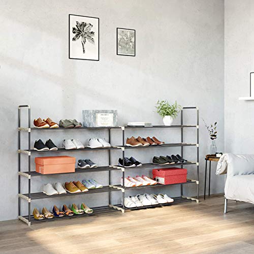 SONGMICS DIY Zapatero de 10 Niveles Estantería con Capacidad máx. de 50 Pares de Zapatos Color Gris LSA10G