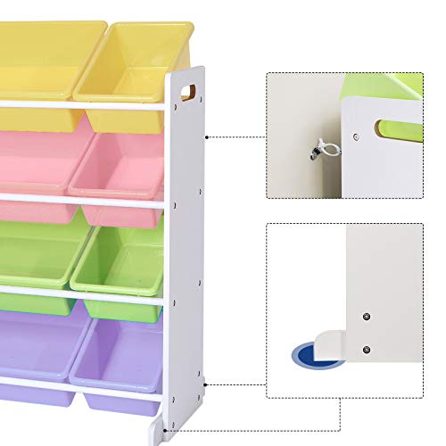 SONGMICS Estantería de Juguetes para Niños, Organizador de Juguetes para niños, Unidad de Exhibición en la Sala de Juegos con 12 Cajas de PP Extraíbles, Color Caramelo, 86 x 26,5 x 78 cm GKR04KL