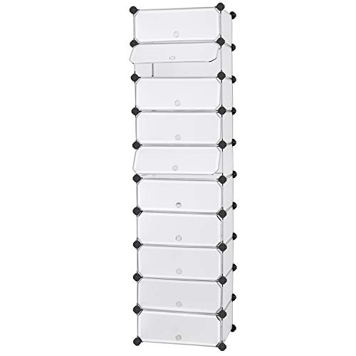 SONGMICS Estantería por módulos Organizador de Zapatos, Zapatero con 10 estantes, Color Blanco LPC10W