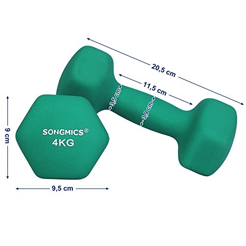 SONGMICS Juego de 2 Mancuernas para Gimnasio y Entrenamiento 2 x 4 kg SYL68GN