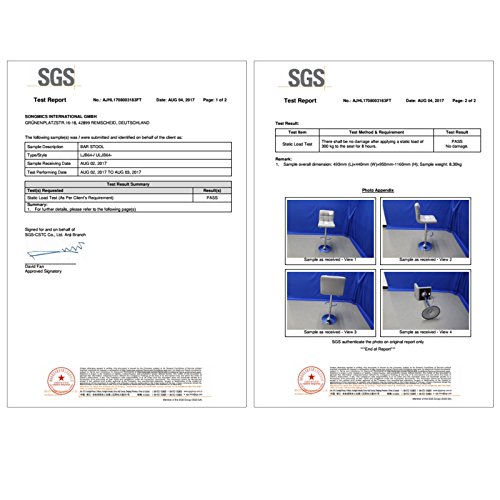 Songmics Juego de 2 Taburetes de Bar, con Respaldo Regulable en Altura, Giratorio, Cromado, Cuero Sintético, Gris LJB64G