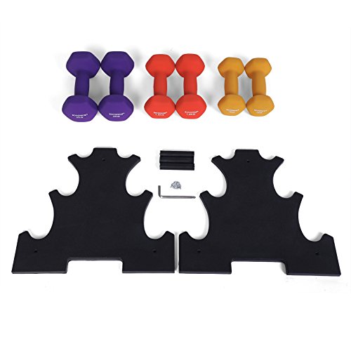 SONGMICS Juego de 6 Mancuernas, 3 Pares de 1
kg, 1,5 kg y 2 kg, con Soporte, Varios Pesos y Colores para
Gimnasio y Entrenamiento en Casa, Resistentes al Sudor y a
la Humedad, Mate SYL69BK