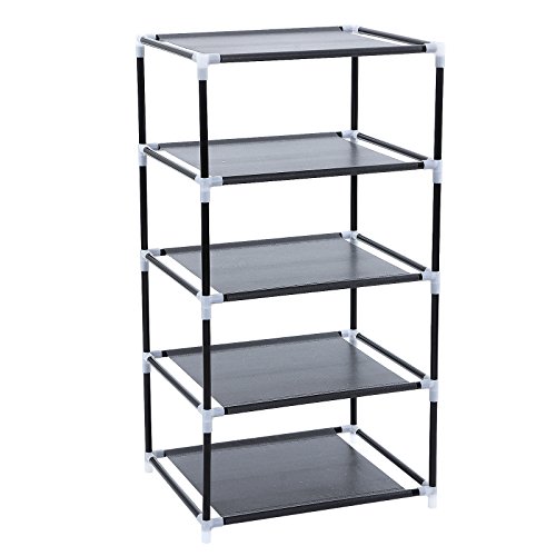 SONGMICS Organizador con 4 cajones Armario de Tela Modular Multiusos Negro 45 x 38 x 84,5 cm RLG14H