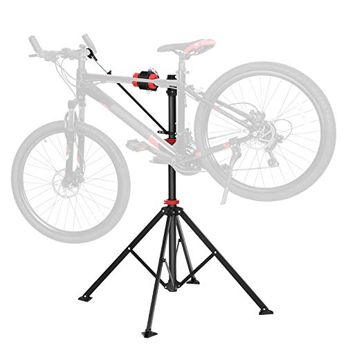 SONGMICS Soporte de Reparación de Bicicletas, Soporte de Trabajo de Bicicleta y Soporte de Mantenimiento con Cierre Rápido, Herramientas, Soporte del Manillar, Ligero y Portátil, Negro SBR06B