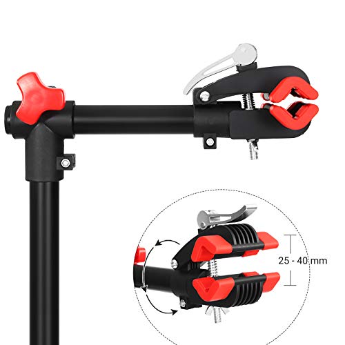 SONGMICS Soporte de Reparación de Bicicletas, Soporte de Trabajo de Bicicleta y Soporte de Mantenimiento con Cierre Rápido, Herramientas, Soporte del Manillar, Ligero y Portátil, Negro SBR06B