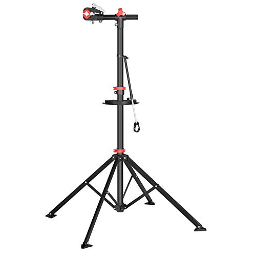 SONGMICS Soporte de Reparación de Bicicletas, Soporte de Trabajo de Bicicleta y Soporte de Mantenimiento con Cierre Rápido, Herramientas, Soporte del Manillar, Ligero y Portátil, Negro SBR06B