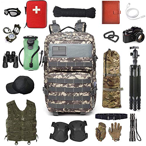 Songwin Mochila táctica Macuto de montañismo Militar,Impermeable y multifunción ejército Bolsa de Viaje,Mochila de Asalto para Excursionismo,Montañismo,Ciclismo,Trekking 43L.