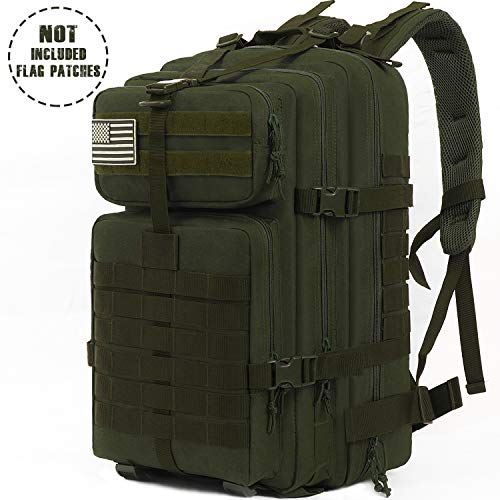 Songwin Mochila táctica Macuto de montañismo Militar,Impermeable y multifunción ejército Bolsa de Viaje,Mochila de Asalto para Excursionismo,Montañismo,Ciclismo,Trekking 43L. (Verde Oscuro)