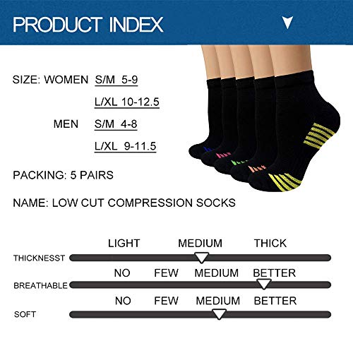 Sooverki Calcetines de compresión de cobre con amortiguación para hombres y mujeres 8-15mmg-Fit para atletismo, viajes y medicina 09-negro/negro/negro/negro/negro S/M