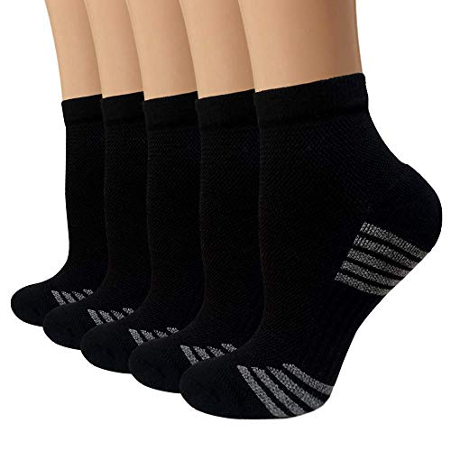 Sooverki Calcetines de compresión de cobre con amortiguación para hombres y mujeres 8-15mmg-Fit para atletismo, viajes y medicina 09-negro/negro/negro/negro/negro S/M