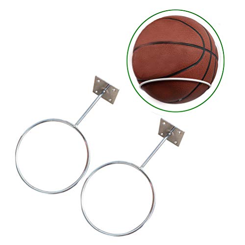 Soporte de baloncesto, 2 piezas para montar en la pared, balón de deporte, organizador de almacenamiento de bolas de acero inoxidable para baloncesto, fútbol, fútbol