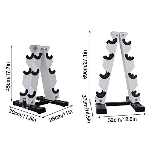 soporte de bastidor con mancuernas con marco en A,bastidor de mancuernas de acero sólido,bastidor de almacenamiento con mancuernas de levantamiento de pesas de 3 capas,grupo de mancuernas de peso libr