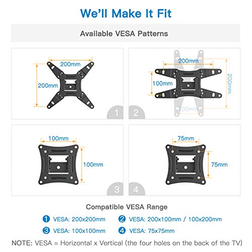 Soporte de Pared para TV 13" - 42" - Girar, Inclinar, Extender y Retraer - Montaje Televisor Sólido Carga hasta 20kg - Mejor Ángulo de Visión - Máx. VESA 200x200mm