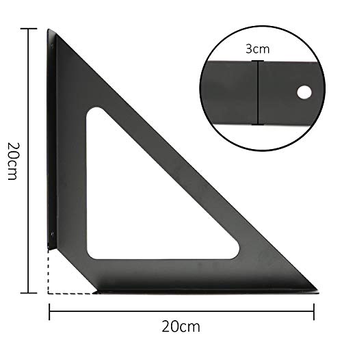 Soporte Estanteria, Soporte Estanterías de Angulo de Hierro Sujeción de Pared, Soportes Estanterias Industrial de Estante Hecho en 3 Tamaños, Negro / 2 Piezas (20 * 20cm, Carga Máxima 30kg)