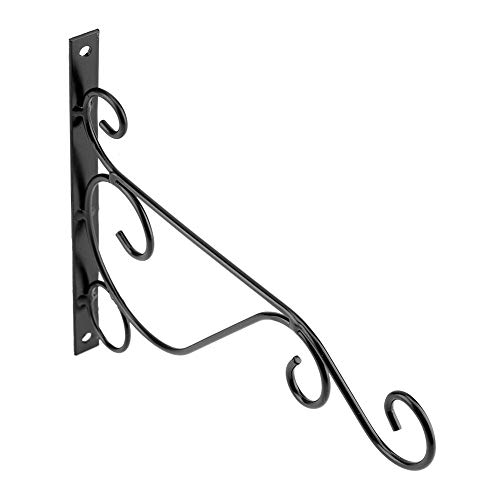 Soporte para colgar de la planta de servicios públicos - Colgador de planta de hierro Soporte para colgar en la pared Gancho de flores para la decoración del jardín del hogar 30 * 21 cm(Negro)