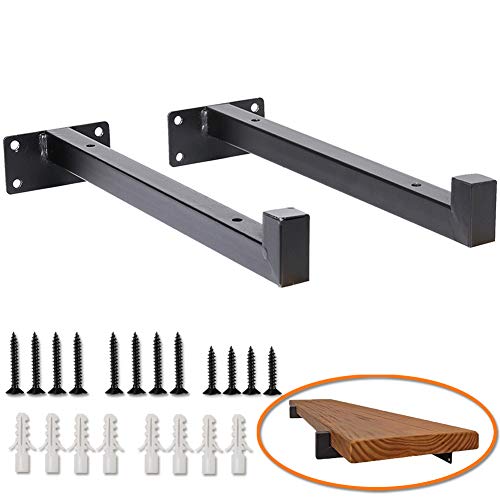 Soporte para Estanterías de Metal - 30cm Fondo Plaza Soporte de Pared Multiuso Decorativo Estilo Industrial Retro, Estanterías del Hierro de Vendimia de Almacenamiento Montaje en Pared Negro