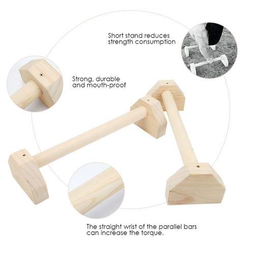 Soporte para flexiones Barras Paralelas de Madera Equipo Deportivo Asas de Empuje de Madera con Doble Varilla Para Entrenamiento de Ejercicio Marco de Soporte de Madera Maciza Push-up