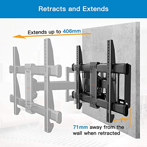 Soporte TV de Pared Articulado Inclinable y Giratorio para Pantallas de 37-75 Pulgadas, hasta 60 kg, MAX VESA 600x400mm, Cable HDMI Y Nivel de Burbuja Incluidos