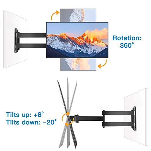 Soporte Universal de Pared para TV Giratorio, inclinable y rotatorio - Se Adapta a los televisores de Pantalla Plana LCD/LED de 10-40”– Extiende 43.59cm - Soporta hasta 20kg - MAX VESA 200X200mm