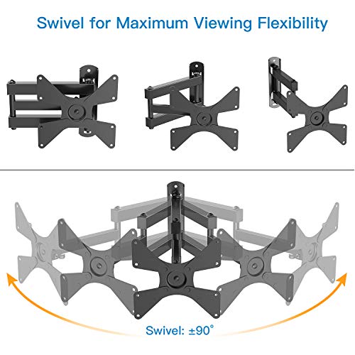 Soporte Universal de Pared para TV Giratorio, inclinable y rotatorio - Se Adapta a los televisores de Pantalla Plana LCD/LED de 10-40”– Extiende 43.59cm - Soporta hasta 20kg - MAX VESA 200X200mm