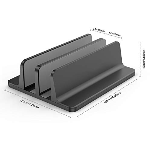 Soporte vertical para portátil BECROWM de la UE, soporte de escritorio doble con base ajustable (hasta 17,3 pulgadas), se adapta a todos los MacBook/Superficie/Samsung/HP/Dell/libro cromado