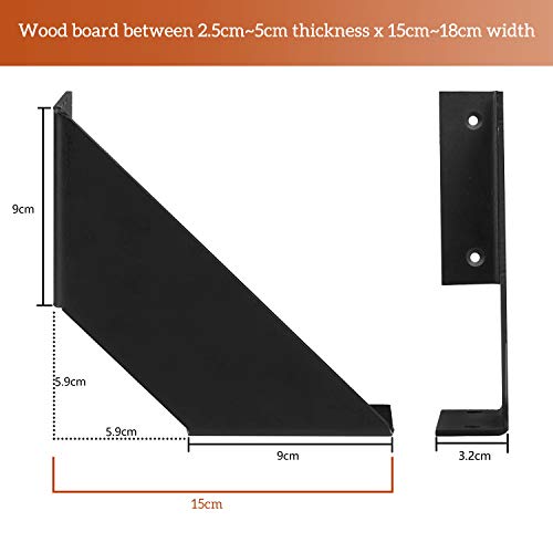 Soportes de estante Hierro resistente, Soporte de soporte de 15 cm para estanterías decorativas industriales flotantes de bricolaje, 2 pares