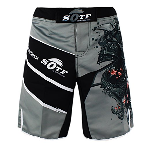 sotf Pantalones Cortos Shorts Modelo Samurai Ideales MMA K-1 Kick Boxing Boxeo Crossfit etc. (2XL)