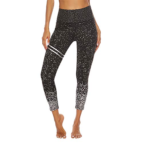 SotRong - Pantalones de yoga para mujer, cintura alta, sin costuras, para gimnasio, control de barriga, elevación de glúteos, brillantes Negro Negro ( S