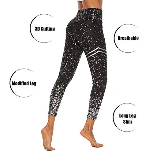 SotRong - Pantalones de yoga para mujer, cintura alta, sin costuras, para gimnasio, control de barriga, elevación de glúteos, brillantes Negro Negro ( S