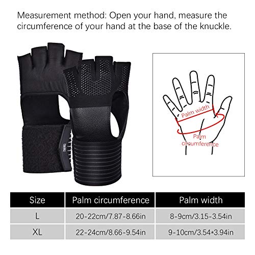 Soumit - Guantes de gimnasio profesionales con soporte de muñeca, antideslizantes, guantes de gimnasio para protección de la palma, apto para fitness, levantamiento de pesas, crossfit, unisex