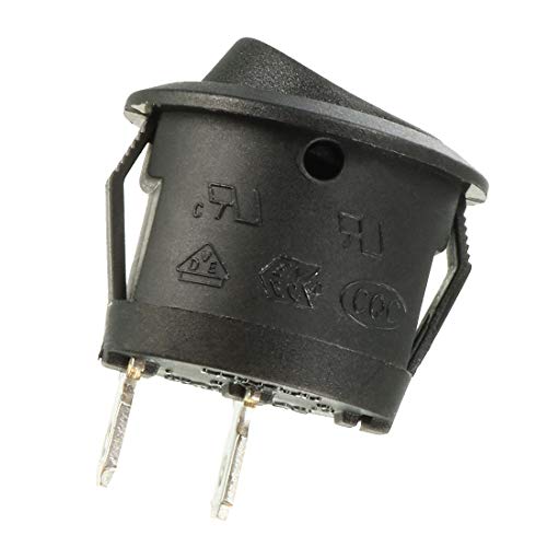 sourcing map Black AC 6A/250V 10A/125V 2 Terminal SPST On-Off Round Rocker Switch 10 Pcs