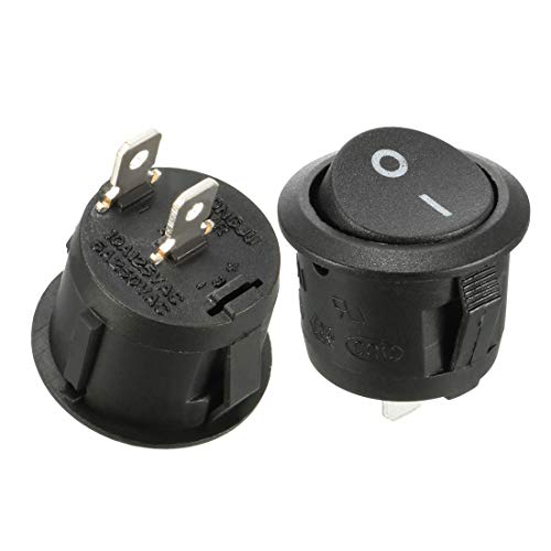 sourcing map Black AC 6A/250V 10A/125V 2 Terminal SPST On-Off Round Rocker Switch 10 Pcs