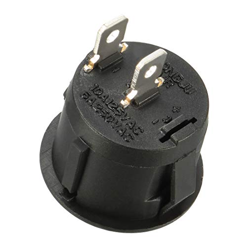 sourcing map Black AC 6A/250V 10A/125V 2 Terminal SPST On-Off Round Rocker Switch 10 Pcs