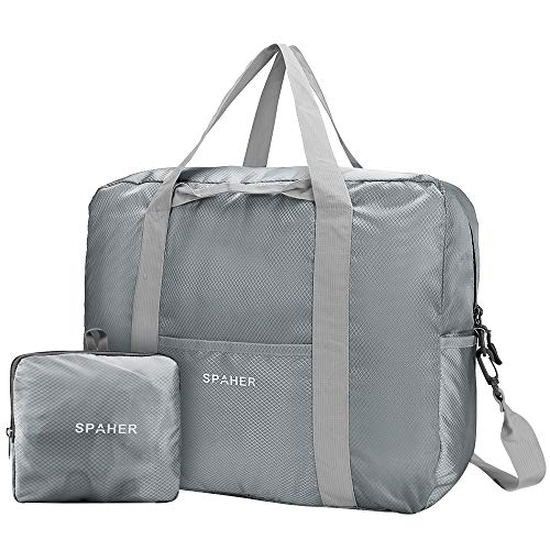 SPAHER Bolsa de Equipaje Bolsas de Viaje Plegable Duffle Bag Ligero Impermeable Organizador de Hombro de Almacenamiento de Transporte de Bolsas para IR de Compras Gimnasio Deportes Camping 40L