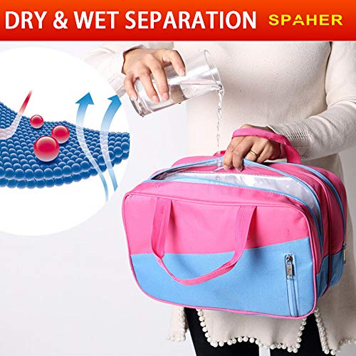 SPAHER Bolso de natación Seco Mojado Húmedo Separado Bolso De La Natación Bolsa De Deporte Impermeable Bolsa De Almacenamiento Bolsa de Viaje Wash Bolsa para Nadar Playa Gimnasio Fitness Kayaking