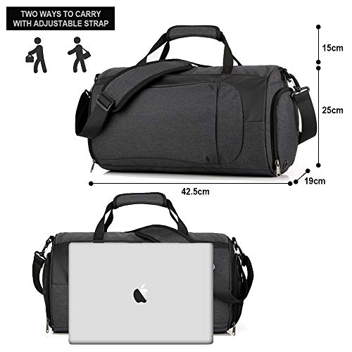 SPECOOL Bolsa de Deporte para Viaje,Bolsa de Gimnasio con Compartimento para Zapatos y Ropa Mojada Bolsa de Viaje Impermeable para Hombres y Mujeres Bolso Deportivo de Entrenamiento de Yoga (Negro)