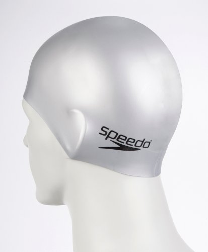 Speedo Palin Silicone - Gorro de natación para hombre, tamaño único, color plateado