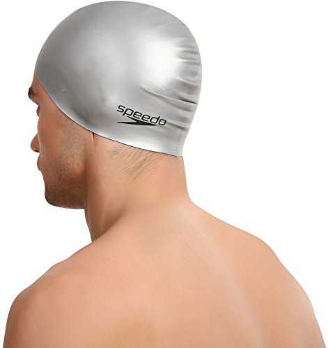 Speedo Palin Silicone - Gorro de natación para hombre, tamaño único, color plateado